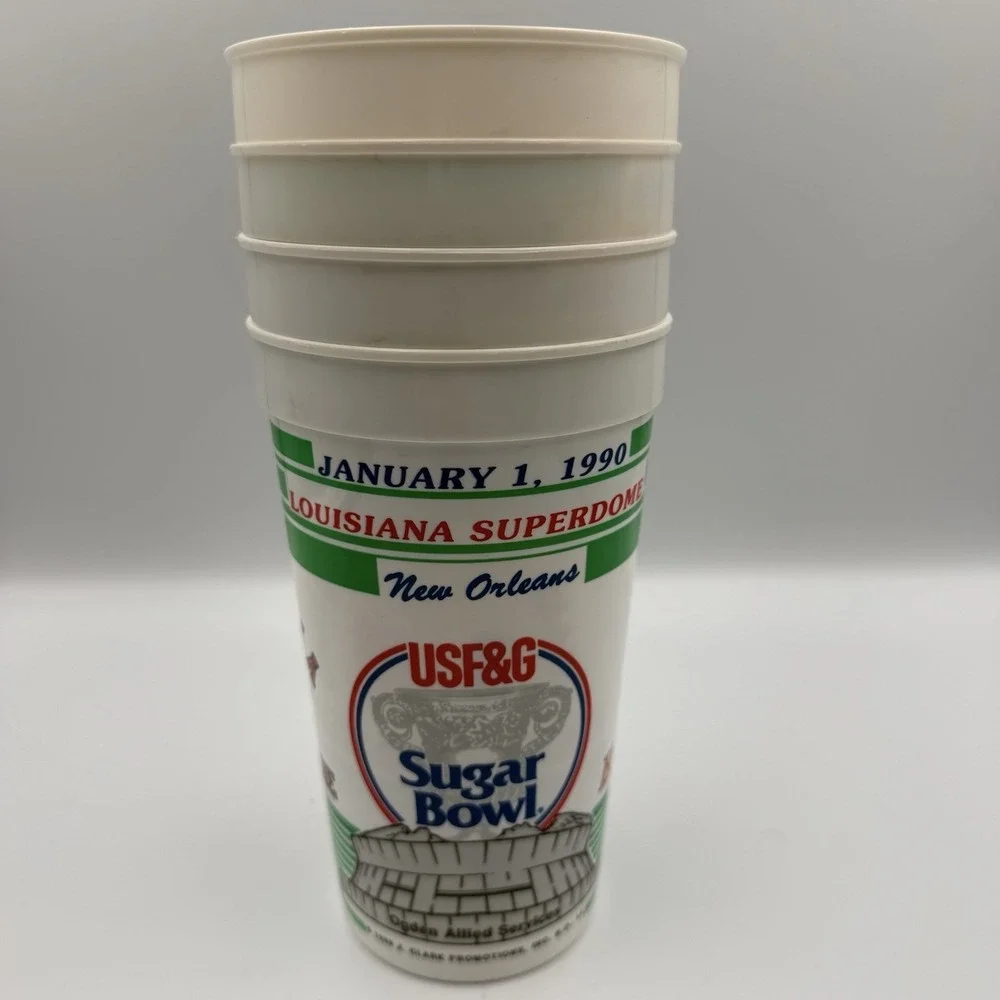 Set 4 1990 Sugar Bowl Alabama Miami Plastic Stadium‎ Cups Superdome